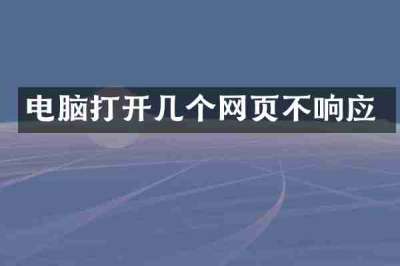 电脑打开几个网页不响应