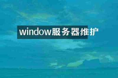window服务器维护