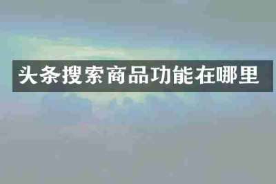 头条搜索商品功能在哪里