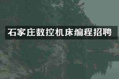 石家庄数控机床编程招聘