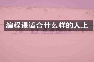 编程课适合什么样的人上