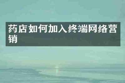 药店如何加入终端网络营销