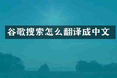 谷歌搜索怎么翻译成中文