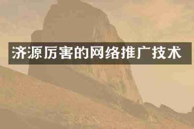 济源厉害的网络推广技术