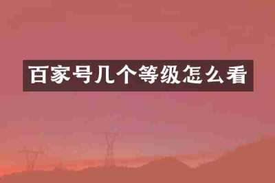 百家号几个等级怎么看