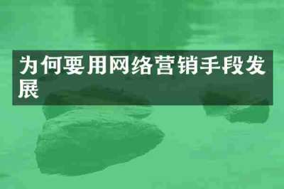 为何要用网络营销手段发展