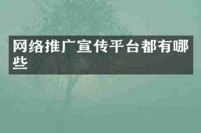 网络推广宣传平台都有哪些