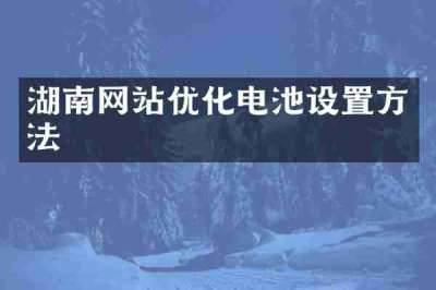 湖南网站优化电池设置方法