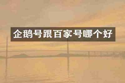 企鹅号跟百家号哪个好