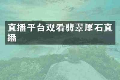 直播平台观看翡翠原石直播