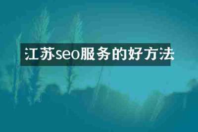 江苏seo服务的好方法