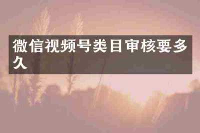 微信视频号类目审核要多久