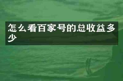 怎么看百家号的总收益多少