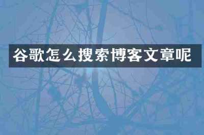 谷歌怎么搜索博客文章呢