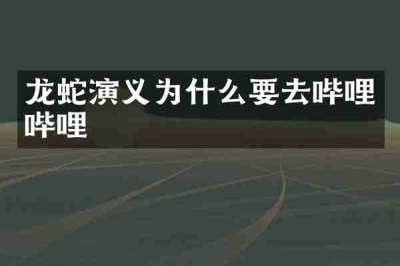 龙蛇演义为什么要去哔哩哔哩