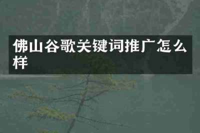 佛山谷歌关键词推广怎么样