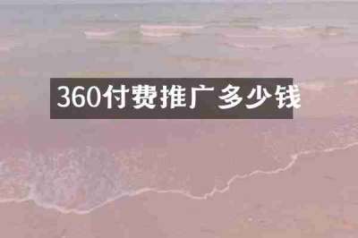 360付费推广多少钱