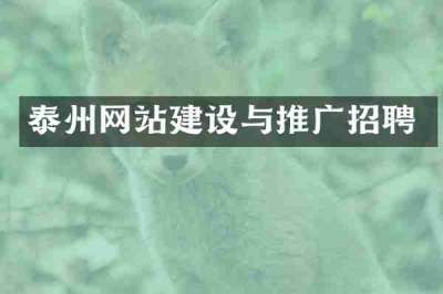 泰州网站建设与推广招聘