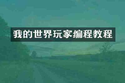 我的世界玩家编程教程