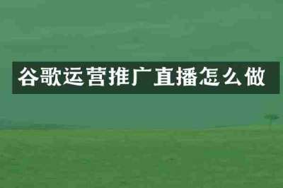 谷歌运营推广直播怎么做