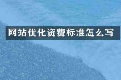 网站优化资费标准怎么写