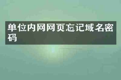 单位内网网页忘记域名密码